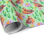 沼の模様の青い翼のティール（緑がかった色）のアヒル ラッピングペーパー (ロールコーナー)