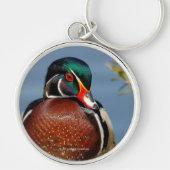 沼の美しいペンシブな木のアヒル キーホルダー (正面)