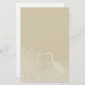 沼の草素晴らしの青いヘロンのシルエット 便箋 (正面/裏面)