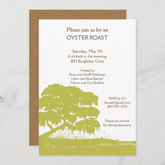 沼地の招待の垂直によるスペインのなコケを持つカシ 招待状 (正面/裏面)