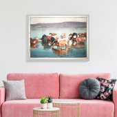 沼崎牧場の昼，牛，吉田博，ウッドカット キャンバスプリント (インサイチュ (リビング))