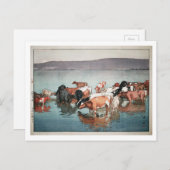 沼崎牧場の昼，牛，吉田博，ウッドカット ポストカード (正面/裏面)