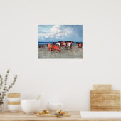 沼崎牧場，ウマ，吉田博，ウッドカット ポスター (キッチン)