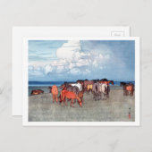 沼崎牧場,ウマ,吉田博,ウッドカット ポストカード (正面/裏面)