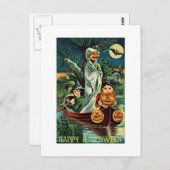 沼幽霊カボチャヴィンテージハロウィン ポストカード (正面/裏面)