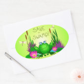 沼救がカエルをひくつかせる 楕円形シール (封筒)