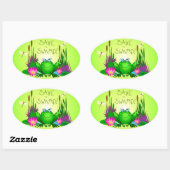 沼救がカエルをひくつかせる 楕円形シール (シート)