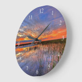 沼沢地の日没 ラージ壁時計 (傾斜)