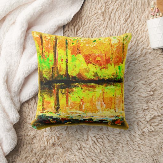 "沼鮮やかの森"かわいい絵画の。買今 クッション (ブランケット)