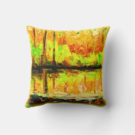 "沼鮮やかの森"かわいい絵画の。買今 クッション (裏面)