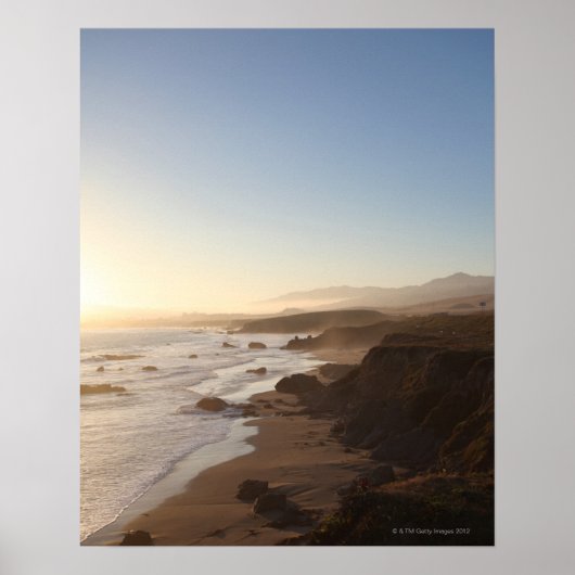 沿ってカリフォルニアの高速道路1に沿った夏の夕日 ポスター (正面)