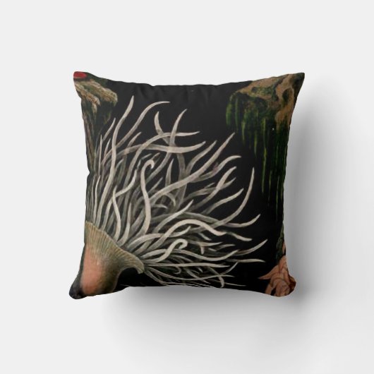 沿岸いそぎんちゃくの航海のなデザインの黒い枕 クッション (裏面)