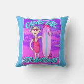 沿岸おばあちゃんビーチトレンドカートゥーンサーファー クッション (裏面)