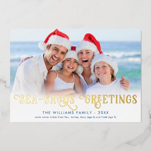 沿岸おもしろいクリスマスシーズンのご挨拶 箔シーズンカード (正面)