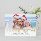 沿岸おもしろいクリスマスシーズンのご挨拶 箔シーズンカード (立ち正面)