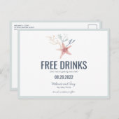 沿岸おもしろいビーチ結婚式の日付の保存 案内ポストカード (正面/裏面)