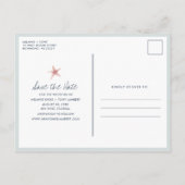 沿岸おもしろいビーチ結婚式の日付の保存 案内ポストカード (裏面)