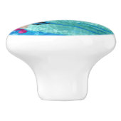 沿岸お洒落魚ビーチ航海のティール（緑がかった色）ピンク セラミックノブ (側面)