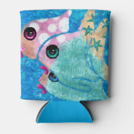 沿岸お洒落魚ビーチ航海のティール（緑がかった色）ピンク 缶クーラー