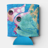 沿岸お洒落魚ビーチ航海のティール（緑がかった色）ピンク 缶クーラー (裏面)