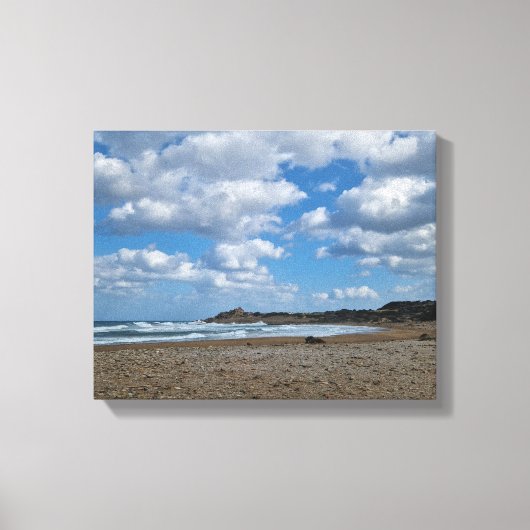 沿岸のそよ風 - 曇った空と太陽の輝く海岸 キャンバスプリント (正面)