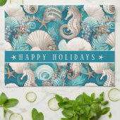 沿岸のはっきりしたクリスマスの木馬パターン#4 ID1009 キッチンタオル (折り畳み)