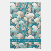 沿岸のはっきりしたクリスマスの木馬パターン#4 ID1009 キッチンタオル (縦)