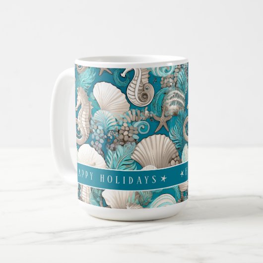 沿岸のはっきりしたクリスマスの木馬パターン#4 ID1009 コーヒーマグカップ (正面左)