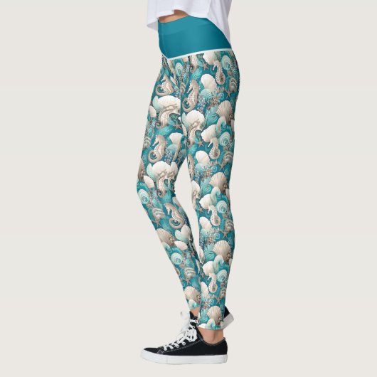 沿岸のはっきりしたクリスマスの木馬パターン#4 ID1009 レギンス (左)