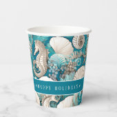 沿岸のはっきりしたクリスマスの木馬パターン#4 ID1009 紙コップ (裏面)