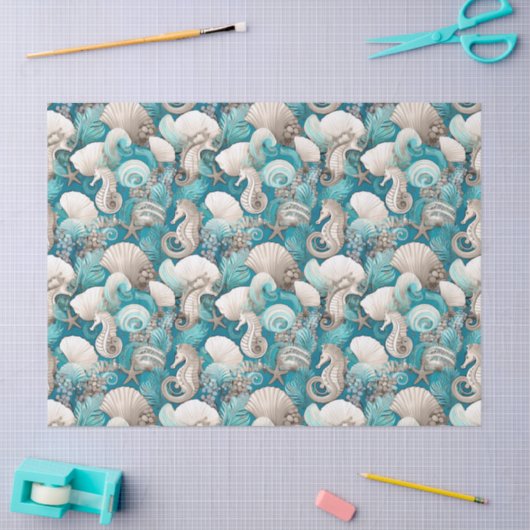 沿岸のはっきりしたクリスマスの木馬パターン#4 ID1009 薄葉紙 (クラフト)