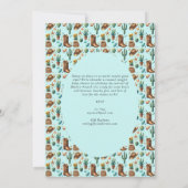 沿岸のカウガール シーシェル ベビーシャワー ティール 招待状 (裏面)