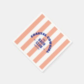 沿岸のカウガール バッハ クラブ ピンク カバナ ストライプ スタンダードカクテルナプキン (角)