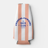 沿岸のカウガール  バッハ クラブ ピンク カバナ ストライプ ボトルクーラー (正面)