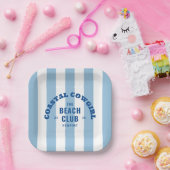 沿岸のカウガール ビーチクラブ デニム カバナ ストライプ ペーパープレート (パーティー)