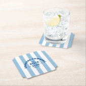 沿岸のカウガール ビーチクラブ ブルー カバナ ストライプ ペーパーコースター (インサイチュ)