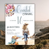 沿岸のカウガール 16歳の誕生日パーティー コウボーイブーツ 招待状
