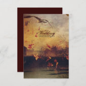 沿岸のカモメ素朴な紅葉秋結婚の 招待状 (正面/裏面)
