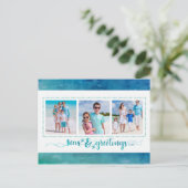 沿岸のクリスマスの海と挨拶4枚の写真 シーズンポストカード (スタンド正面)