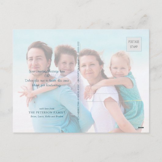 沿岸のクリスマスの海と挨拶4枚の写真 シーズンポストカード (裏面)