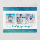 沿岸のクリスマスの海と挨拶4枚の写真 シーズンポストカード (正面)