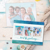 沿岸のクリスマスの海と挨拶4枚の写真 シーズンポストカード