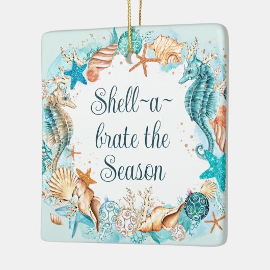 沿岸のクリスマスの貝殻 – 季節 セラミックオーナメント (左)