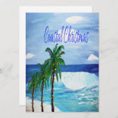 沿岸のクリスマスグリーティングホリデーカード。 シーズンカード (正面/裏面)