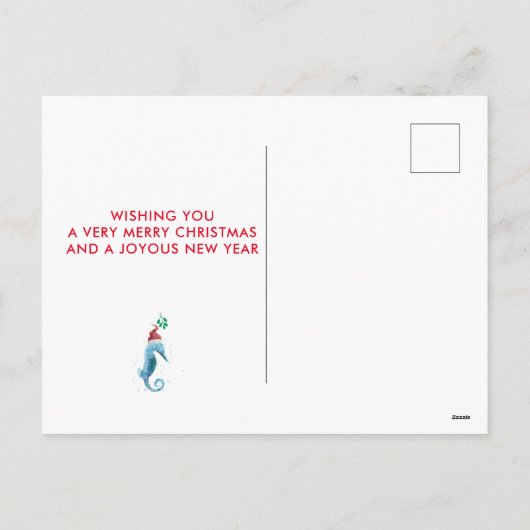 沿岸のクリスマスシー気にホースギバーの水色 シーズンポストカード (裏面)
