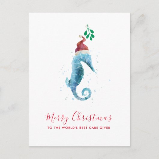 沿岸のクリスマスシー気にホースギバーの水色 シーズンポストカード (正面)