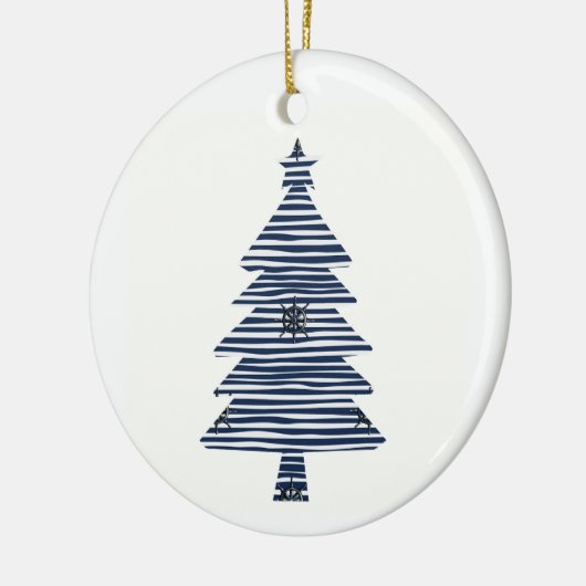 沿岸のクリスマスツリー航海のの船の車輪 セラミックオーナメント (左)