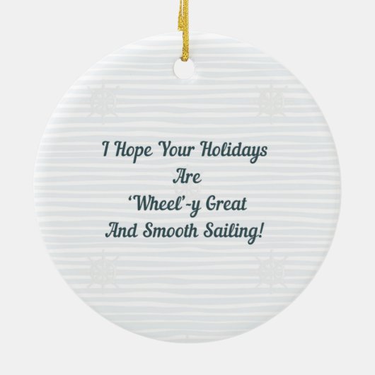 沿岸のクリスマスツリー航海のの船の車輪 セラミックオーナメント (裏面)