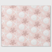 沿岸のクリスマスバラ金ゴールドヒトデ砂ドル ラッピングペーパー (フラット)