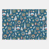 沿岸のクリスマスパター航海のン ラッピングペーパーシート (正面2)